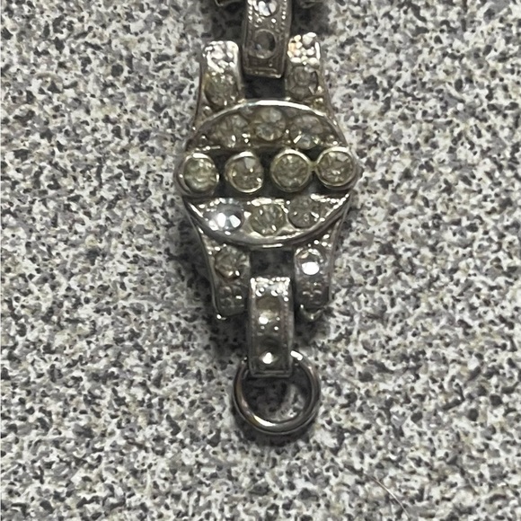 Vintage Silver Toned Clear Rhinestone Necklace - Picture 5 of 9